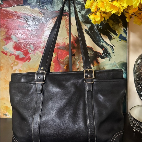 Coach Handbags - Coach Black Leather Tote Bag